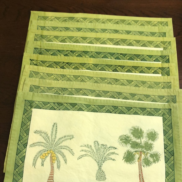 Williams Sonoma set of 8 cotton palm tree place mats - Picture 1 of 5